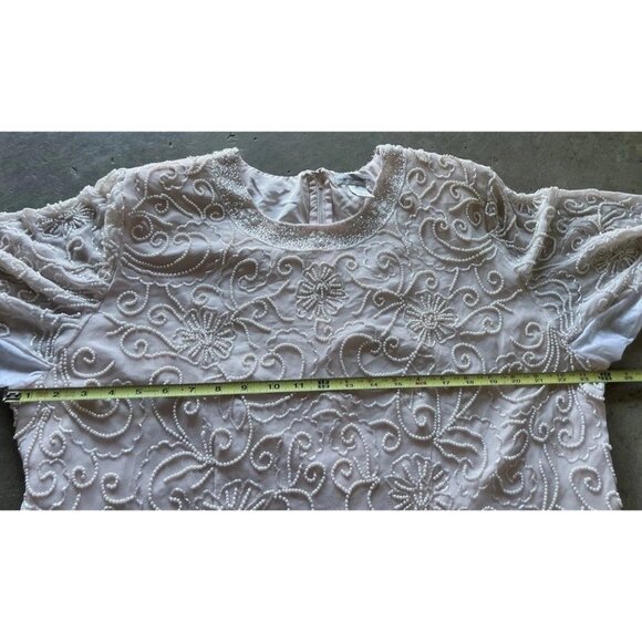 Vintage Draper’s & Damon’s Beaded Sparkly Women’s Top Sz 20 Pink Cream - Picture 4 of 14